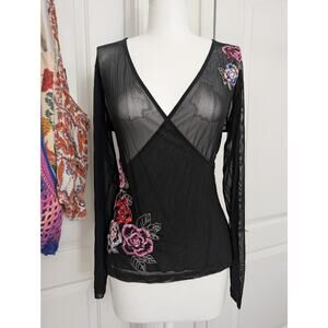 New York & Company vintage sheer stretch mesh top size small